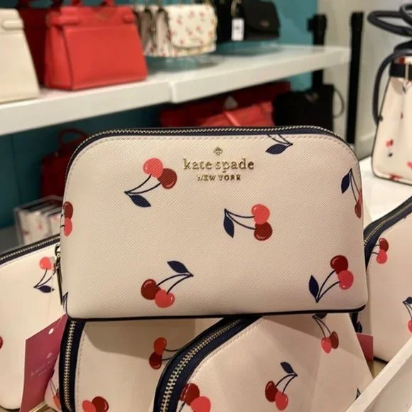 Kate Spade Dancing Cherrie Small Cosmetic Case Cream Multi - Picture 9 of 16